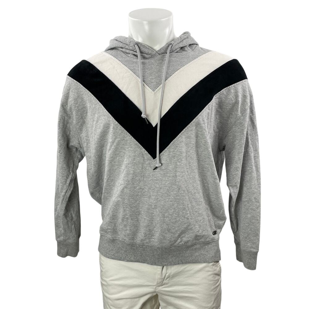 Marc New York Men's Gray Black Long Sleeve Hoodie Hooded Sweatshirt Top Size M